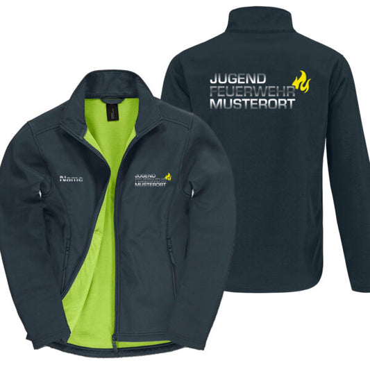 Classic Softshelljacke Herren | Jugendfeuerwehr Flamme mit Ortsname Basic Navy