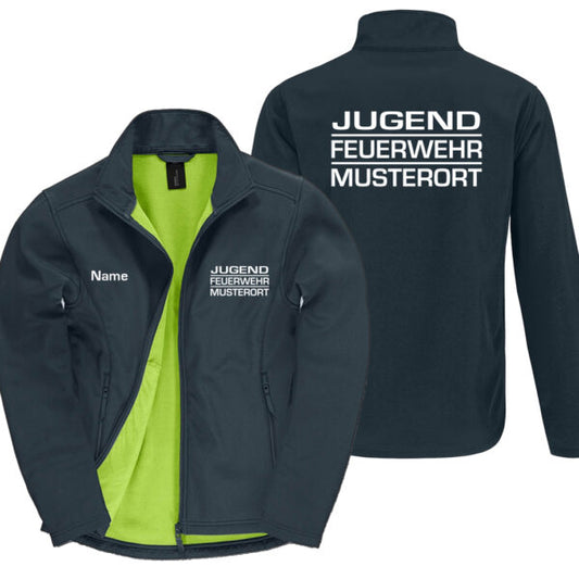 Classic Softshelljacke Herren | Jugendfeuerwehr mit Ortsname Block Basic Navy