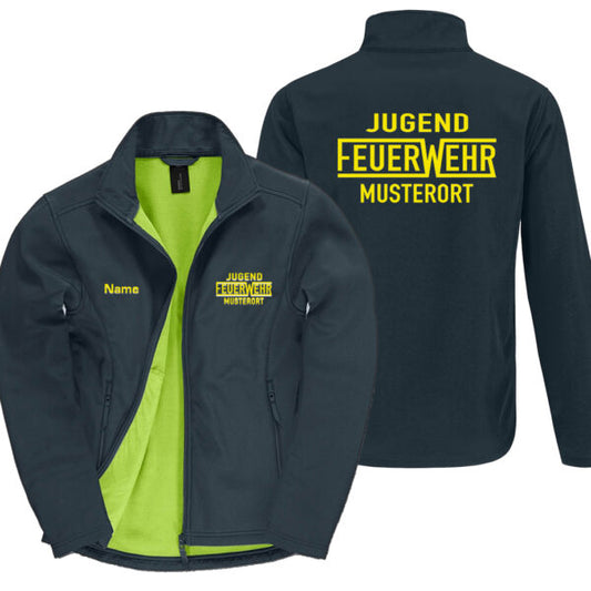 Classic Softshelljacke Herren | Jugendfeuerwehr mit Ortsname Basic Navy