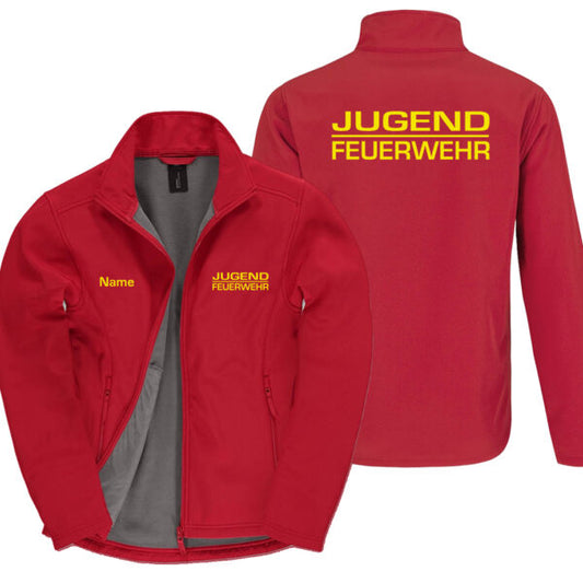 Classic Softshelljacke Herren | Jugendfeuerwehr mit Balken Basic Rot