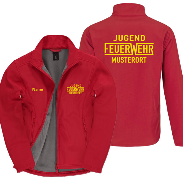 Classic Softshelljacke Herren | Jugendfeuerwehr mit Ortsname Basic Rot