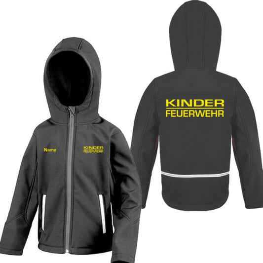 Classic Softshelljacke Kinder | Kinderfeuerwehr Balken Schwarz