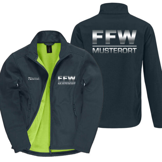 Classic Softshelljacke Herren | Freiwillige Feuerwehr Balken mit Ortsname Navy