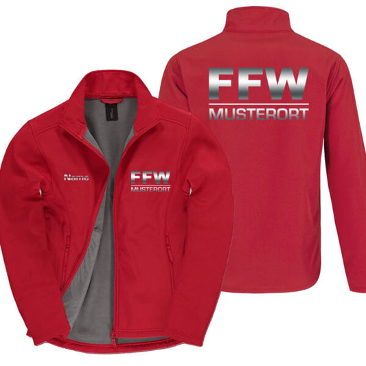 Classic Softshelljacke Herren | Freiwillige Feuerwehr Balken mit Ortsname Rot