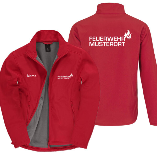 Classic Softshelljacke Herren | Feuerwehr Flamme & Ortsname Rot