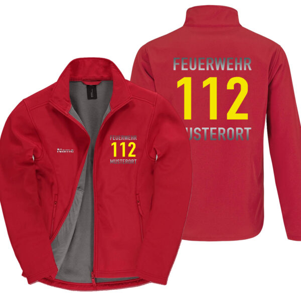 Classic Softshelljacke Herren | Feuerwehr 112 Notruf mit Ortsname Rot