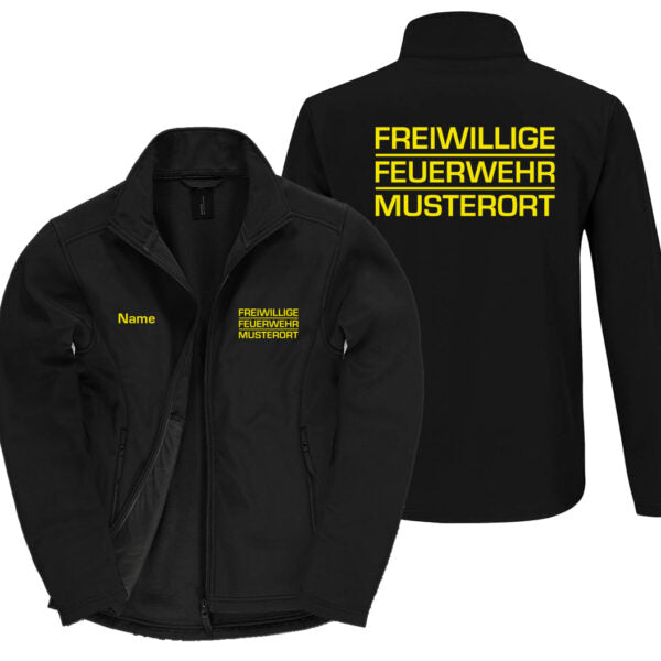 Classic Softshelljacke Herren | Freiwillige Feuerwehr Block mit Ortsname Schwarz