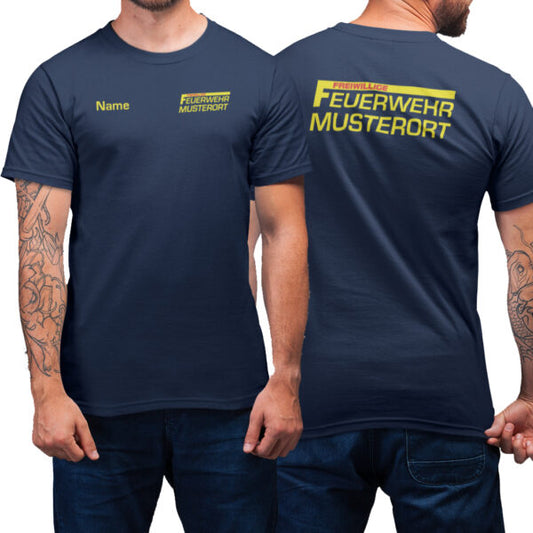 T-Shirt Männer | Freiwillige Feuerwehr mit Ortsname Basic Navy