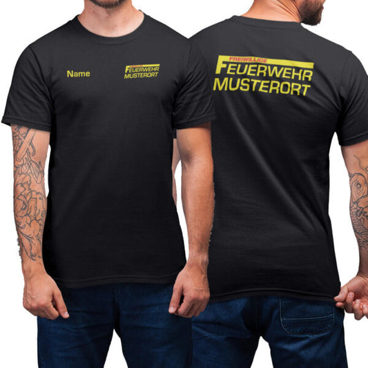 T-Shirt Männer | Freiwillige Feuerwehr mit Ortsname Basic Schwarz