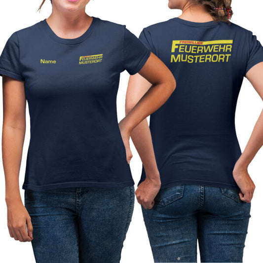 T-Shirt Frauen | Freiwillige Feuerwehr mit Ortsname Basic Navy