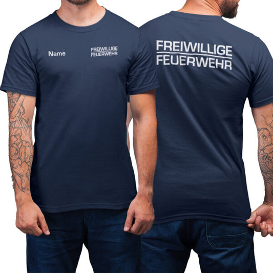 T-Shirt Männer | Freiwillige Feuerwehr Classic mit Name Basic Navy