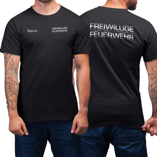 T-Shirt Männer | Freiwillige Feuerwehr Classic mit Name Basic Schwarz