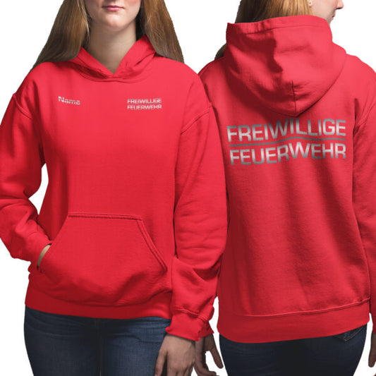 Hoodie Frauen | Freiwillige Feuerwehr Classic mit Name Basic Rot