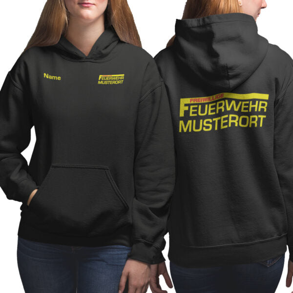 Hoodie Frauen | Freiwillige Feuerwehr mit Ortsname Basic Schwarz