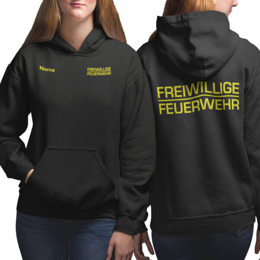 Hoodie Frauen | Freiwillige Feuerwehr Classic mit Name Basic Schwarz