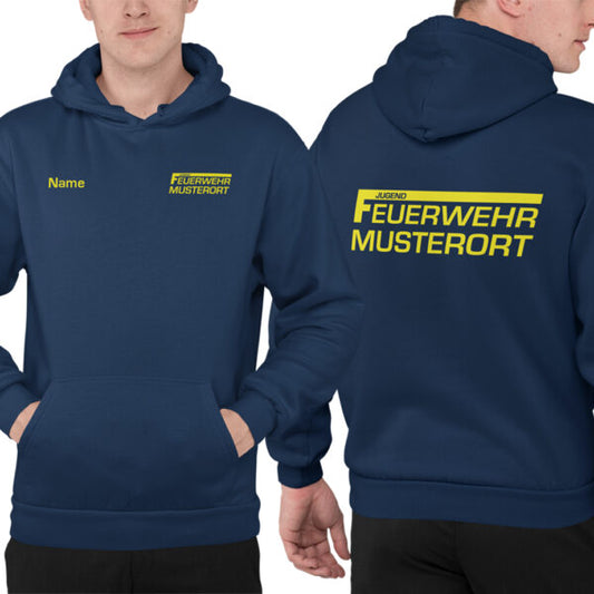 Hoodie Unisex | Jugendfeuerwehr mit Ortsname Navy