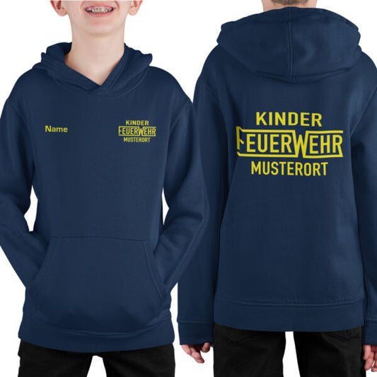 Hoodie Unisex | Kinder FeuerWehr mit Ortsname Navy