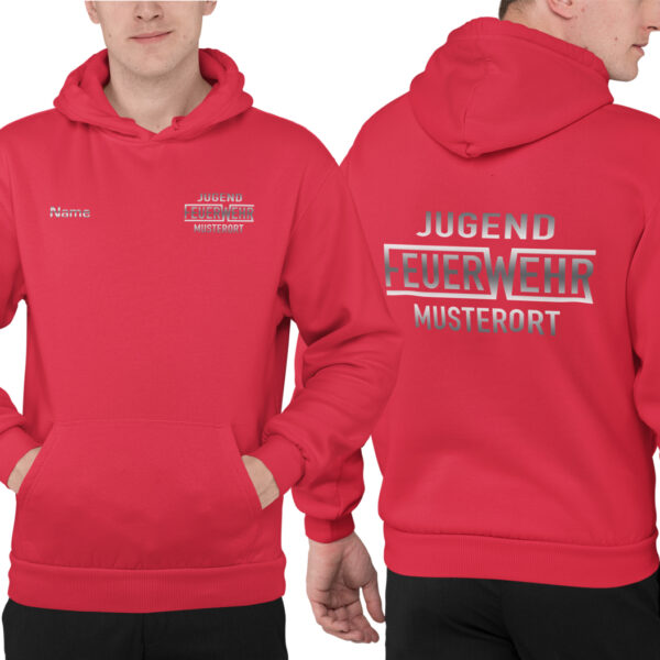 Hoodie Unisex | Jugendfeuerwehr mit Ortsname Rot