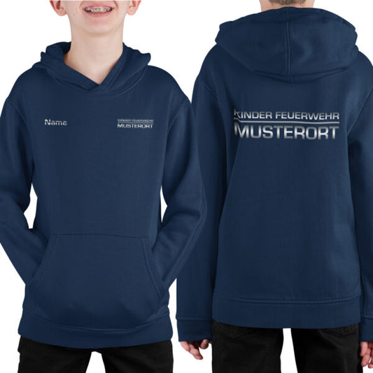 Hoodie Unisex | Kinderfeuerwehr mit Ortsname Navy