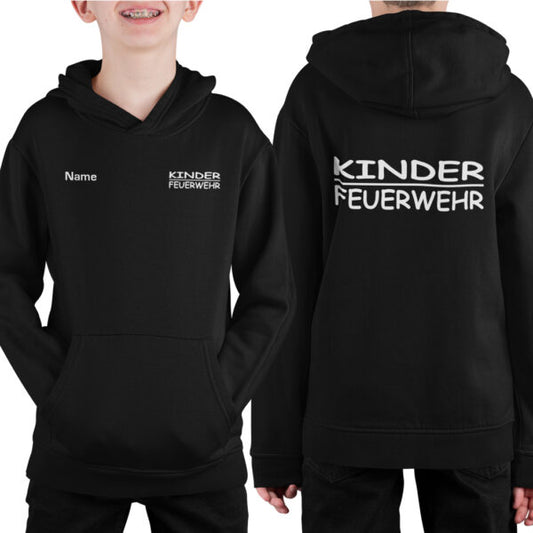 Hoodie Unisex | Kinder Feuerwehr Schwarz