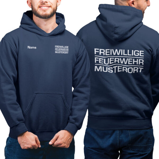 Hoodie Männer | Freiwillige Feuerwehr Block mit Ortsname Navy