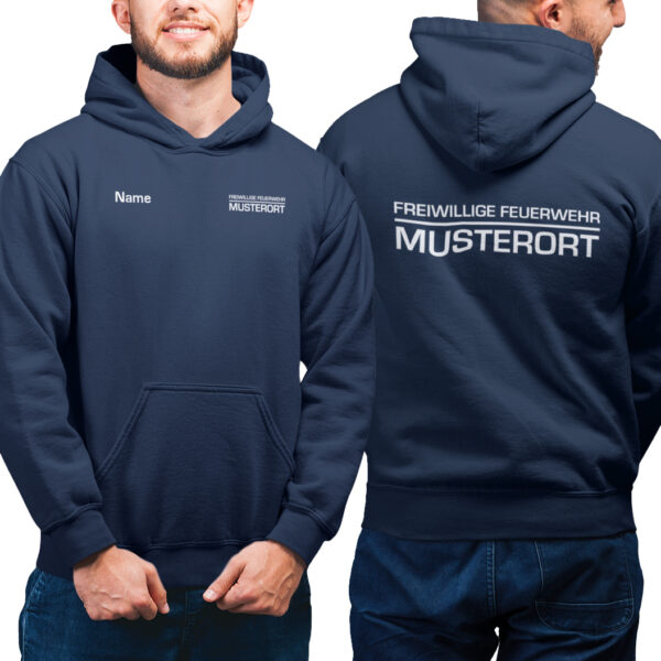 Hoodie Männer | Freiwillige Feuerwehr mit Ortsname Balken Basic Navy