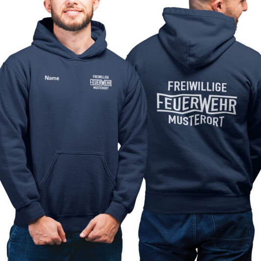 Hoodie Männer | Freiwillige Feuerwehr mit Ortsname Navy