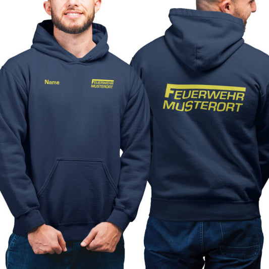 Hoodie Männer | Feuerwehr F Balken mit Ortsname Navy