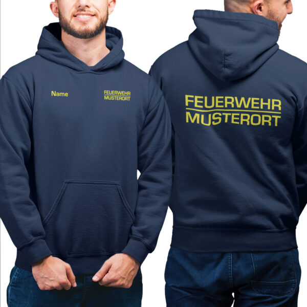 Hoodie Männer | Feuerwehr Balken mit Ortsname Navy