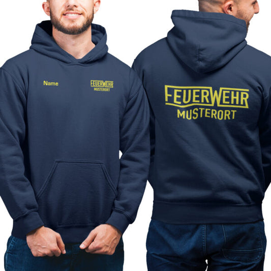 Hoodie Männer | Feuerwehr mit Ortsname Navy