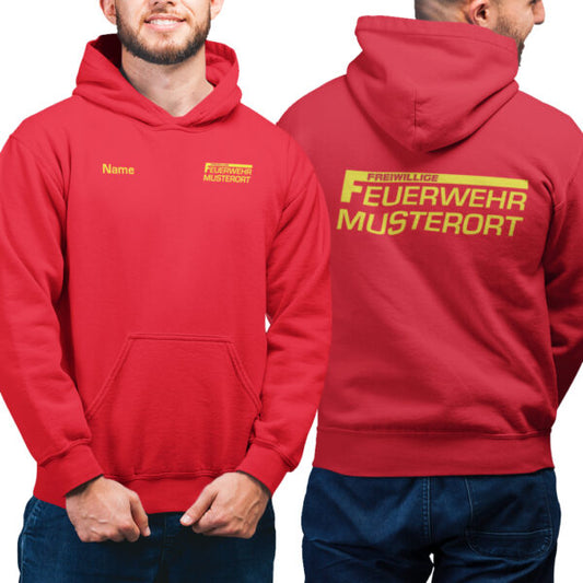 Hoodie Männer | Freiwillige Feuerwehr mit Ortsname Basic Rot