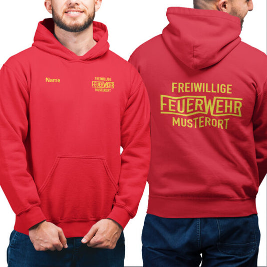 Hoodie Männer | Freiwillige Feuerwehr mit Ortsname Rot