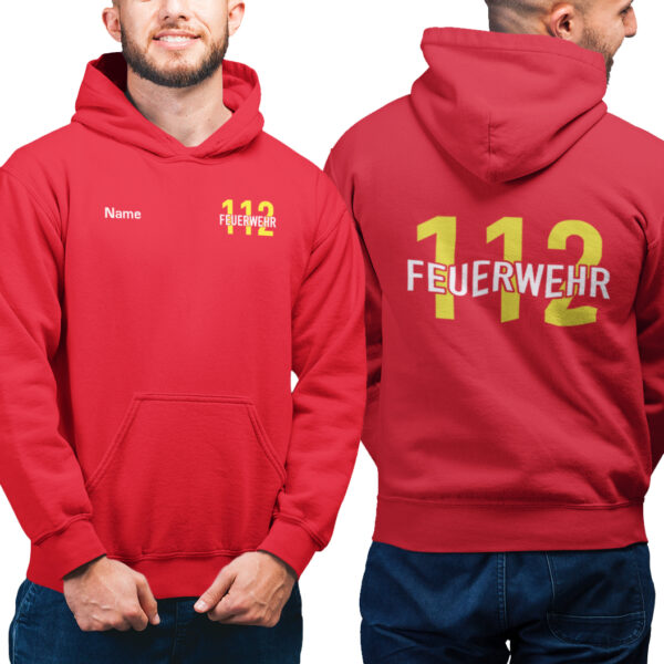 Hoodie Männer | Feuerwehr 112 Notruf Rot