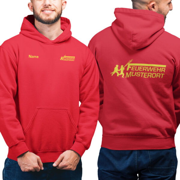 Hoodie Männer | Feuerwehr Angriff mit Ortsname Rot