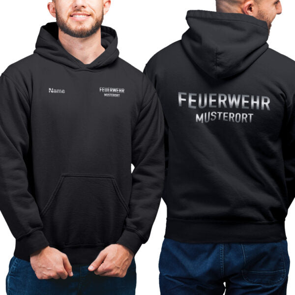 Hoodie Männer | Feuerwehr mit Ortsname Classic Schwarz