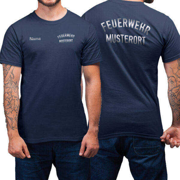 T-Shirt Männer | Feuerwehr gebogen mit Ortsname Basic Navy