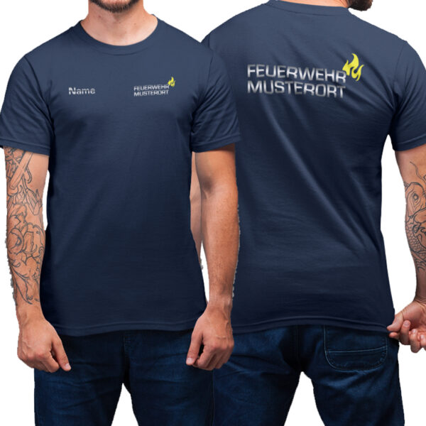 T-Shirt Männer | Feuerwehr Ortsname mit Flamme Basic Navy