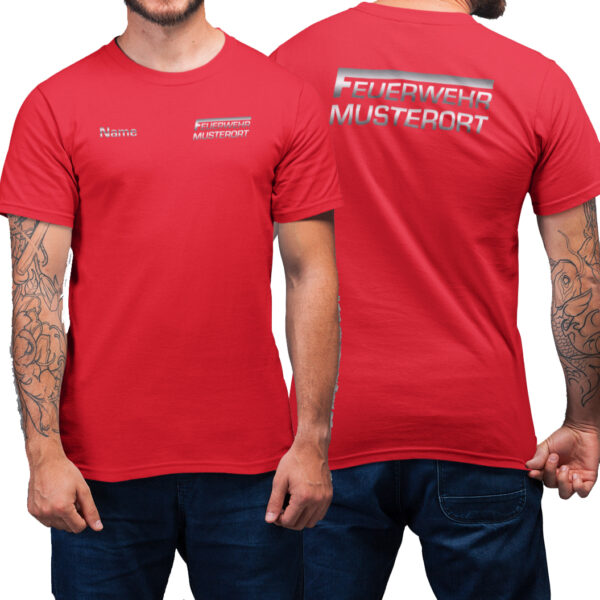 T-Shirt Männer | Feuerwehr F Balken mit Ortsname Basic Rot