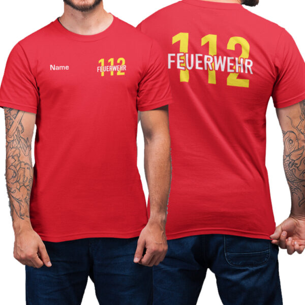 T-Shirt Männer | Feuerwehr 112 Notruf Basic Rot