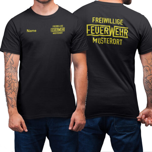 T-Shirt Männer | Freiwillige Feuerwehr mit Ortsname Basic Schwarz