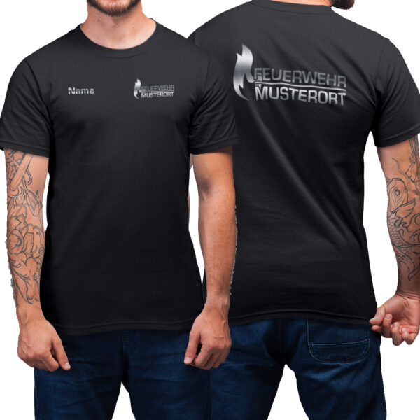 T-Shirt Männer | Feuerwehr Flammen mit Ortsname Basic Schwarz