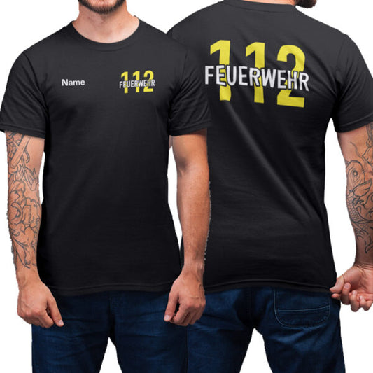 T-Shirt Männer | Feuerwehr 112 Notruf Basic Schwarz