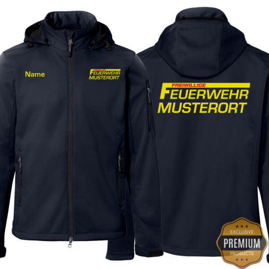 Softshelljacke Herren | Freiwillige Feuerwehr mit Ortsname Premium Navy