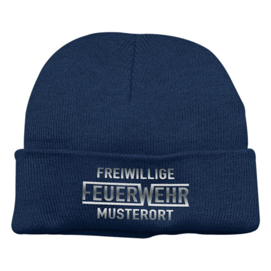 Strickmütze Unisex | Freiwillige Feuerwehr mit Ortsanme Navy