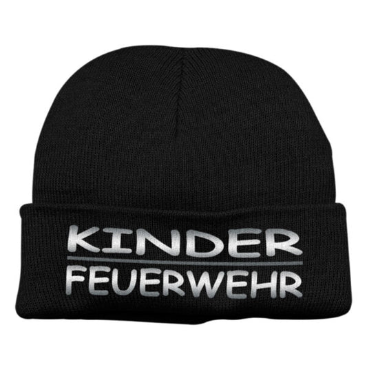 Strickmütze Kinder | Kinder Feuerwehr Schwarz